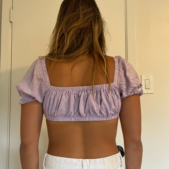 Light Purple Verg Girl Front Tie Crop Top - Picture 2 of 3